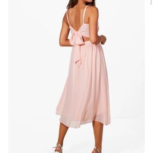 Boohoo Tie Back Midi Skater Dress